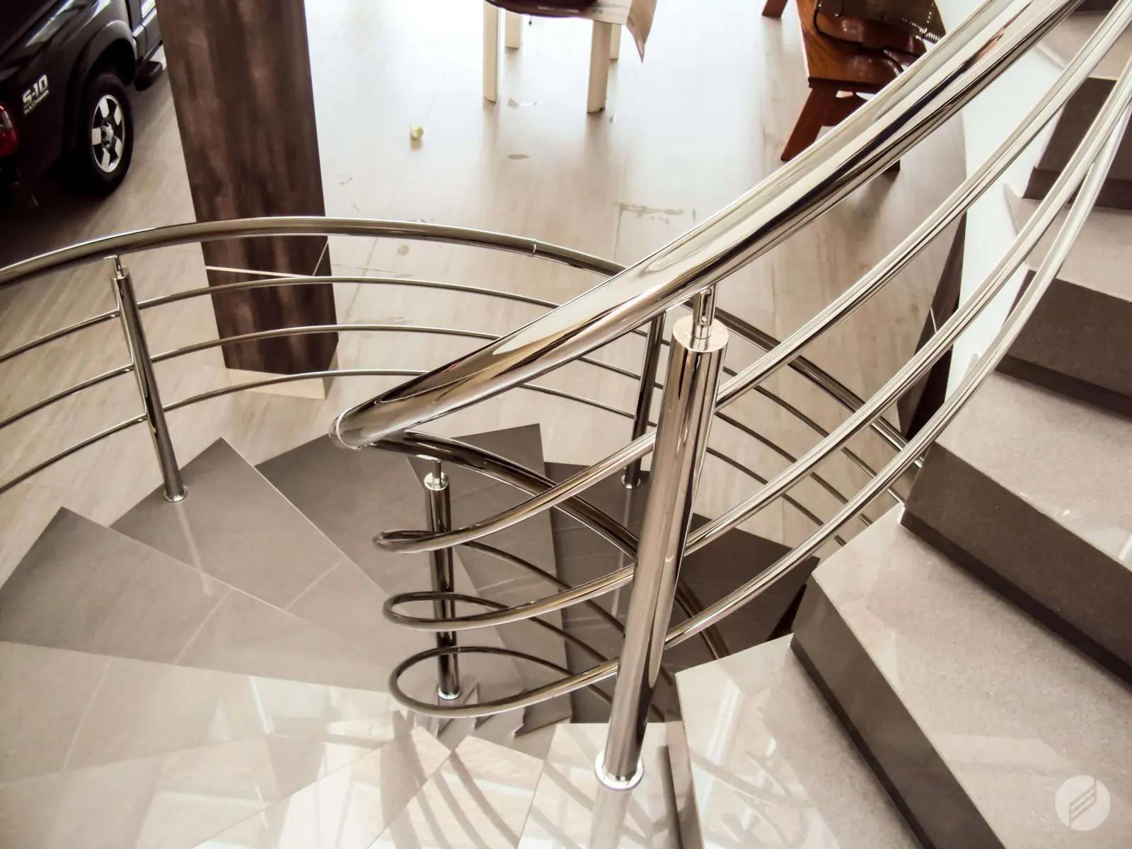 Corrimão escada espiral 3 — obra da Arte Inox Design