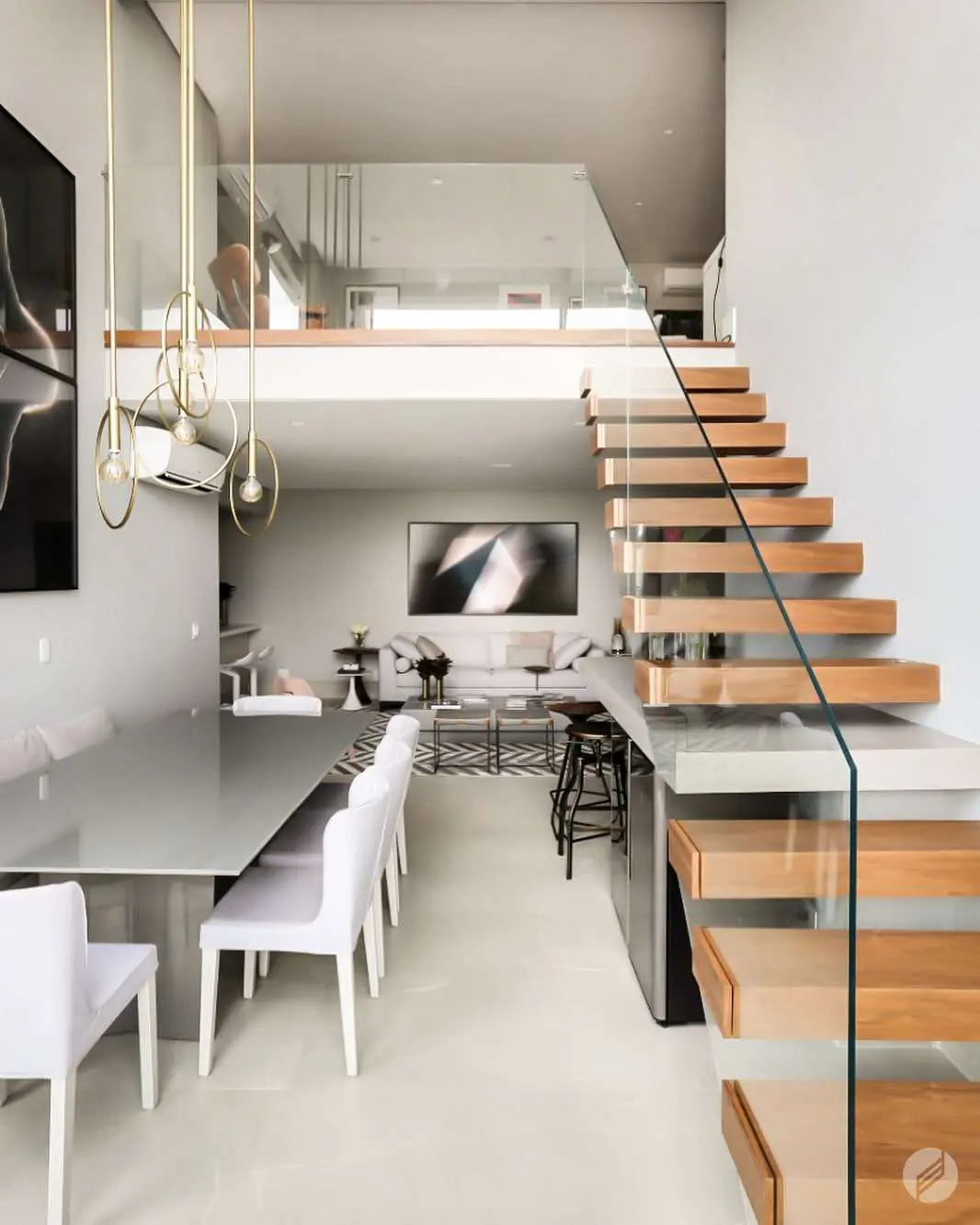 Corrimão guarda corpo de vidro tempo — obra da Arte Inox Design